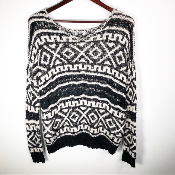 Lush Sweaters - Lush Black White Knit Long Sleeve Sweatshirt Small